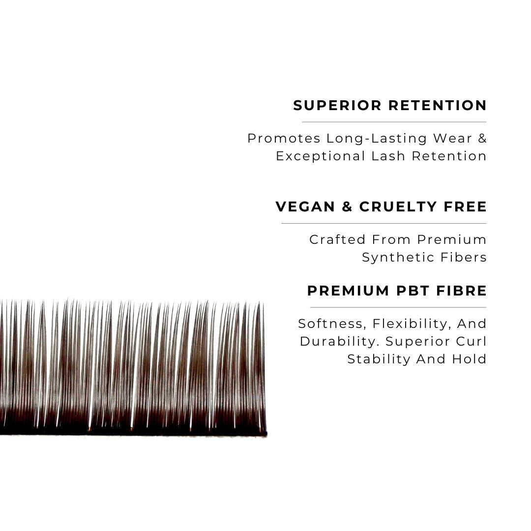 strip of chocolate satin silk 0.15mm lashes with features