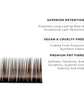 strip of chocolate satin silk 0.15mm lashes with features