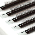 back view of a strip of chocolate satin silk 0.15mm lashes