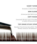 strip of chocolate satin silk 0.15mm lashes with features