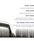 strip of espresso satin silk 0.12mm lashes with features
