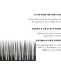 strip of espresso satin silk 0.15mm lashes with features