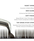 strip of espresso satin silk 0.15mm lashes with features