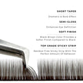 strip of espresso satin silk 0.07mm lashes with features