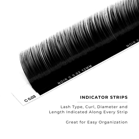 side profile of a strip of noir 0.03mm lashes
