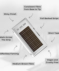informational graphic on satin silk volume chocolate lashes
