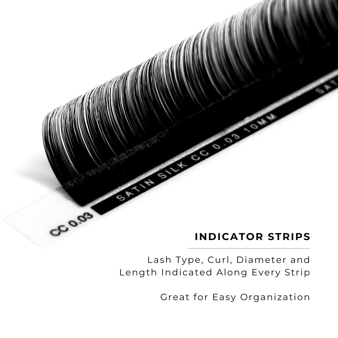 side profile of a strip of satin silk 0.03mm lashes