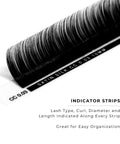 side profile of a strip of satin silk 0.03mm lashes